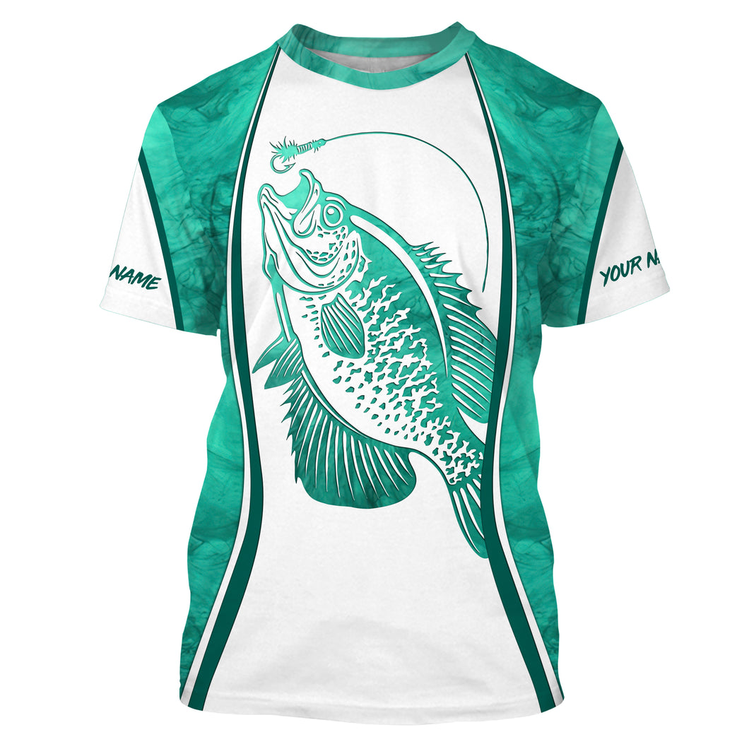 Crappie fishing tattoo green camouflage freshwater fish Customize Name All-over Print Unisex fishing T-shirt NPQ423