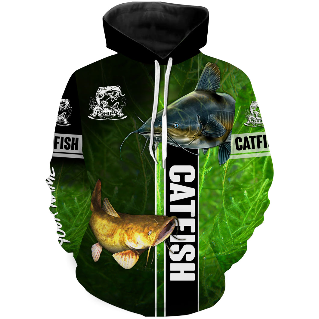 Catfish Fishing green Customize name 3D All Over Printed fishing hoodie, personalized fishing gift ideas NPQ222