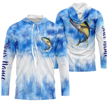 Load image into Gallery viewer, Tuna saltwater fishing blue sea camo Custom name fishing jerseys | Long sleeve, Long Sleeve Hooded NPQ789
