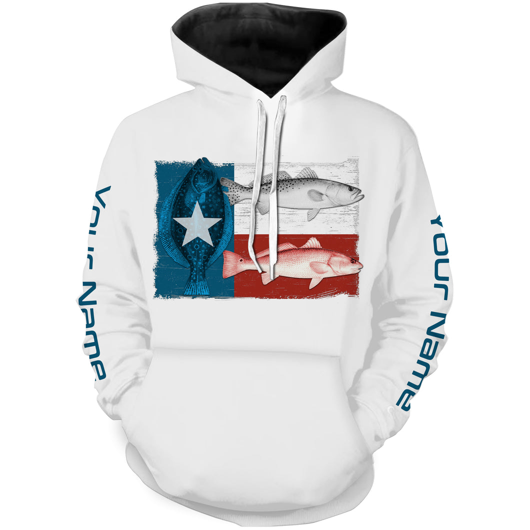 Texas slam redfish, trout, flounder Fishing Texas flag Customize name 3D All Over Printed fishing hoodie, personalized fishing gift NPQ315