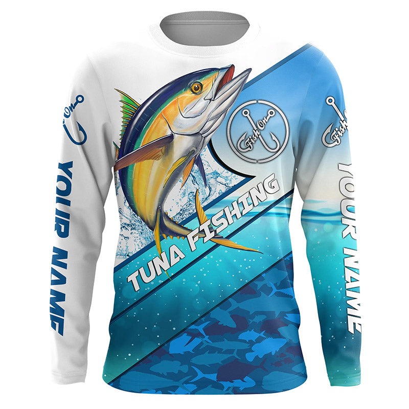 Personalized Tuna fishing blue sea camo fishing Long sleeve, Custom Tuna saltwater fishing jerseys NQS5090