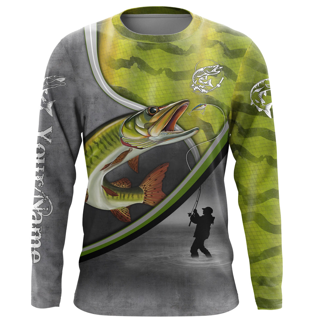 Musky muskellunge fishing scales muskie fishing shirts, custom Long sleeve, Long Sleeve Hooded NPQ687