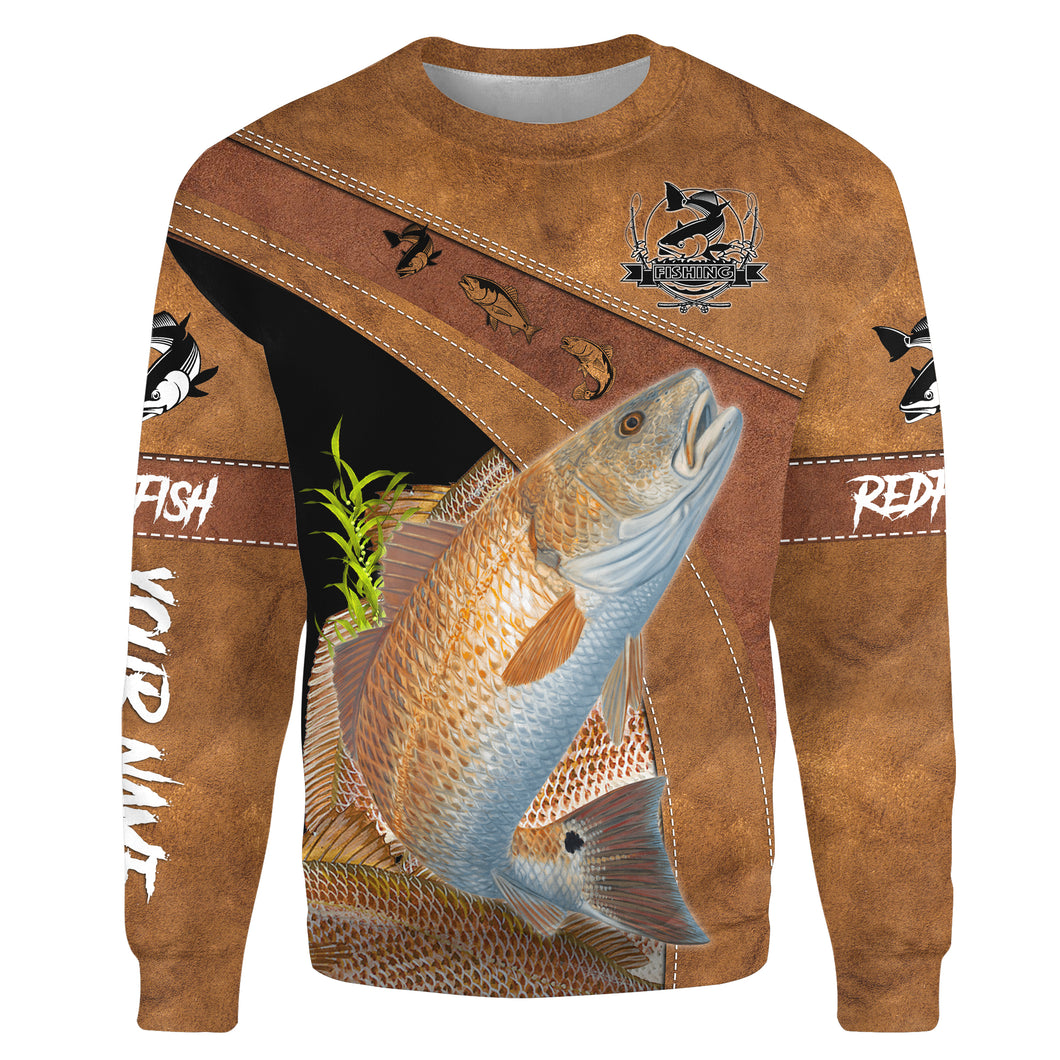 Redfish puppy drum fishing Customize name All-over Print Crew Neck Sweatshirt, gift for fishing lovers, fisherman NPQ435