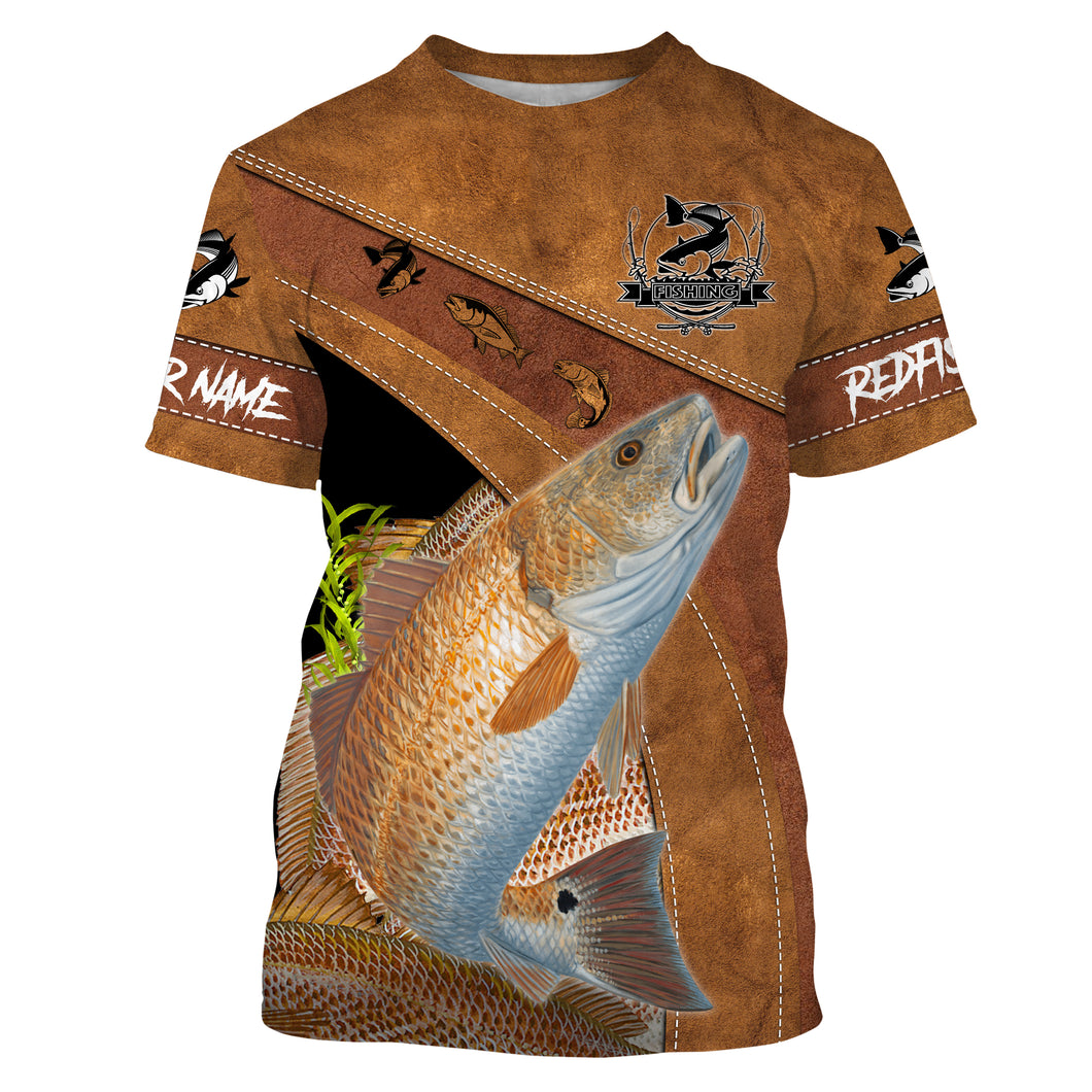 Redfish puppy drum fishing Customize Name All-over Print Unisex fishing T-shirt, gift for fishing lovers, fisherman NPQ435