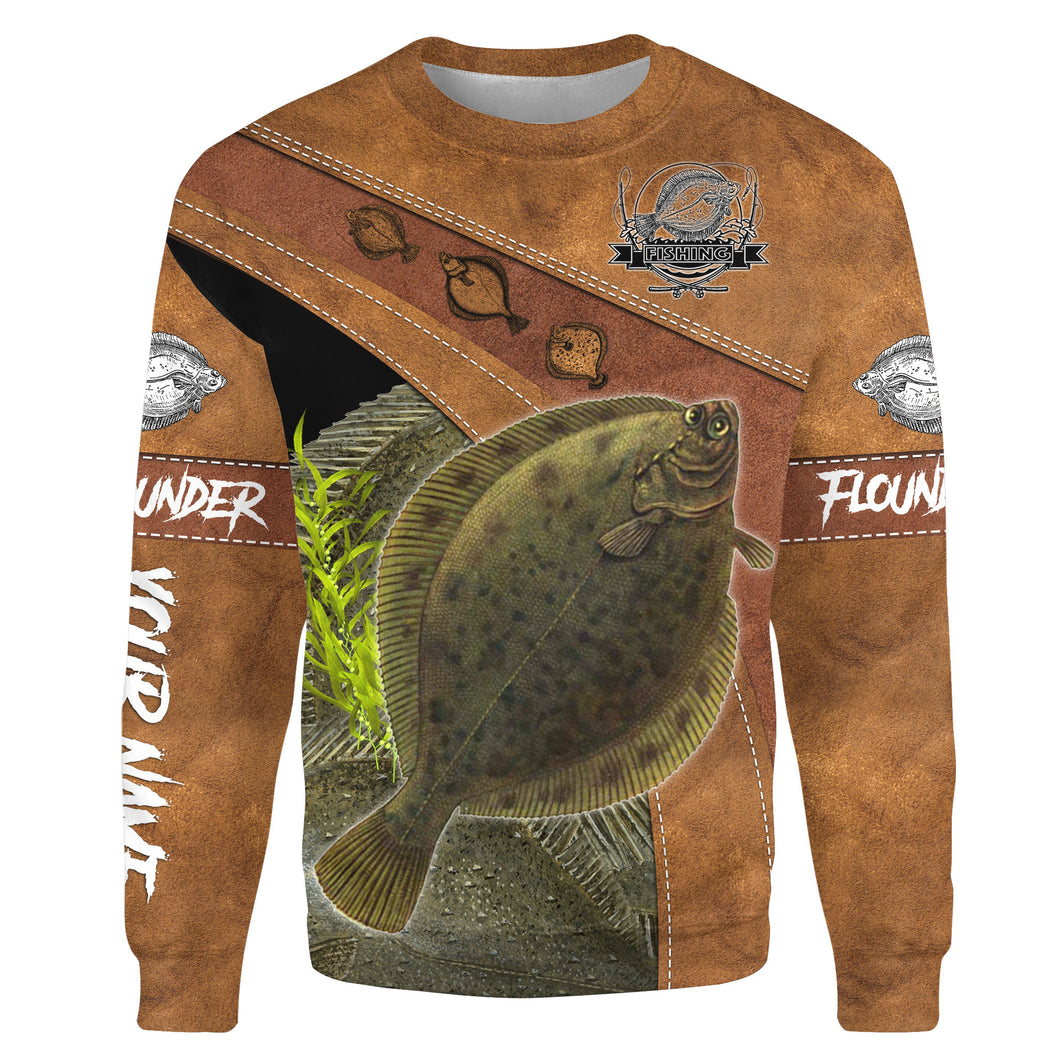 Flounder fishing Customize name All-over Print Crew Neck Sweatshirt, gift for fishing lovers, fisherman NPQ436