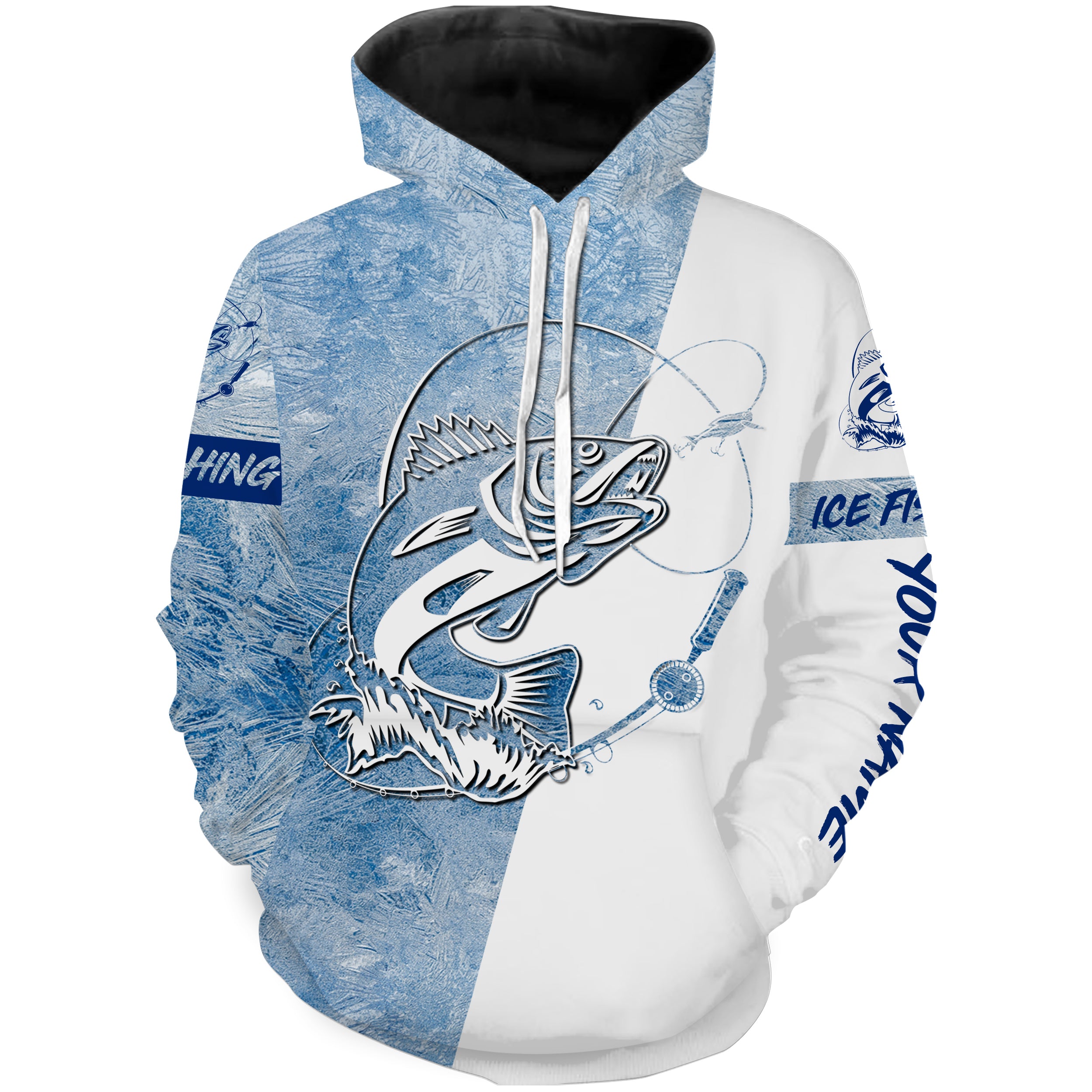 Walleye Ice Fishing Winter Fishing Custom Name All Over Printed Hoodie SDF76