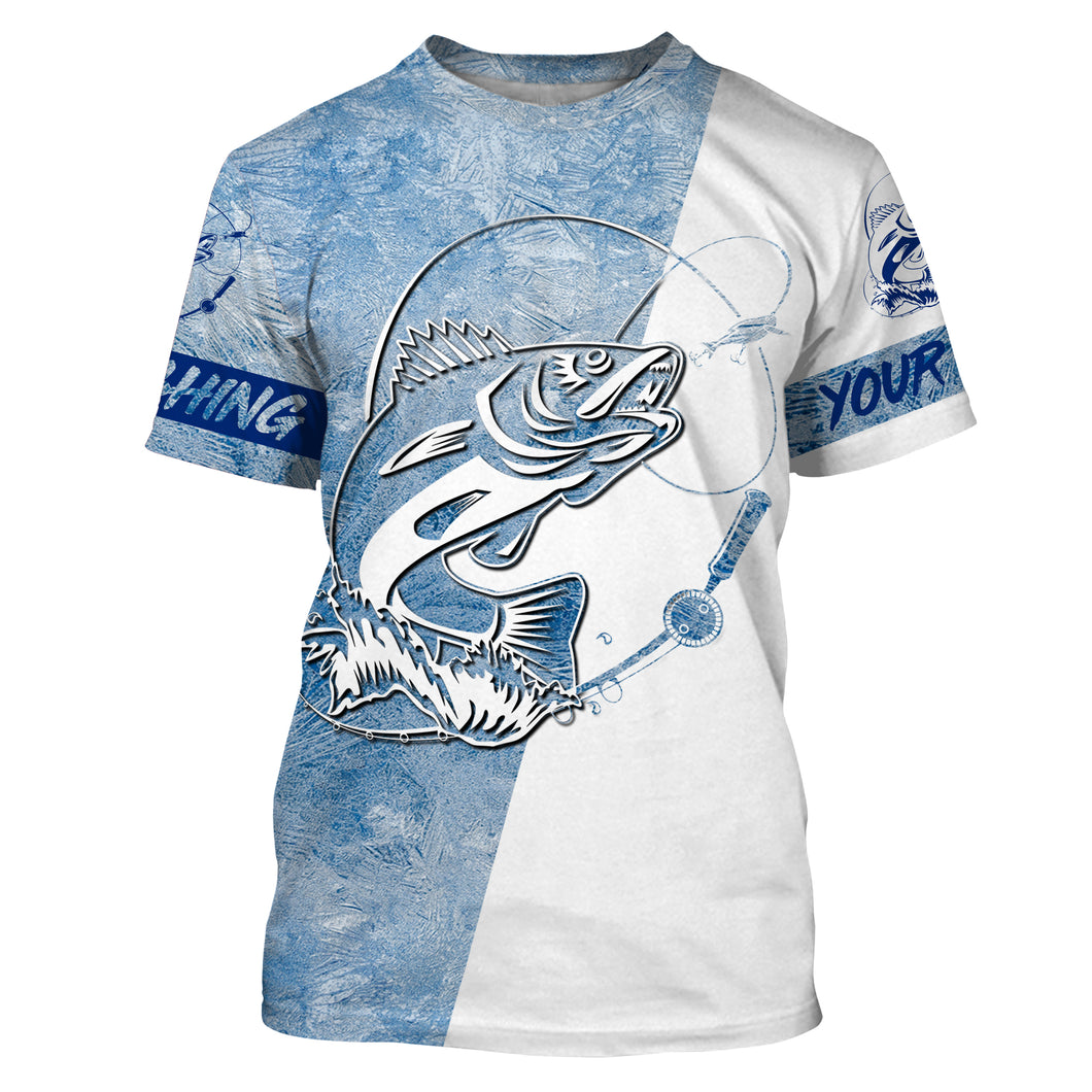 Walleye Ice Fishing Winter Fishing Custom Name All Over Printed T-shirt SDF76