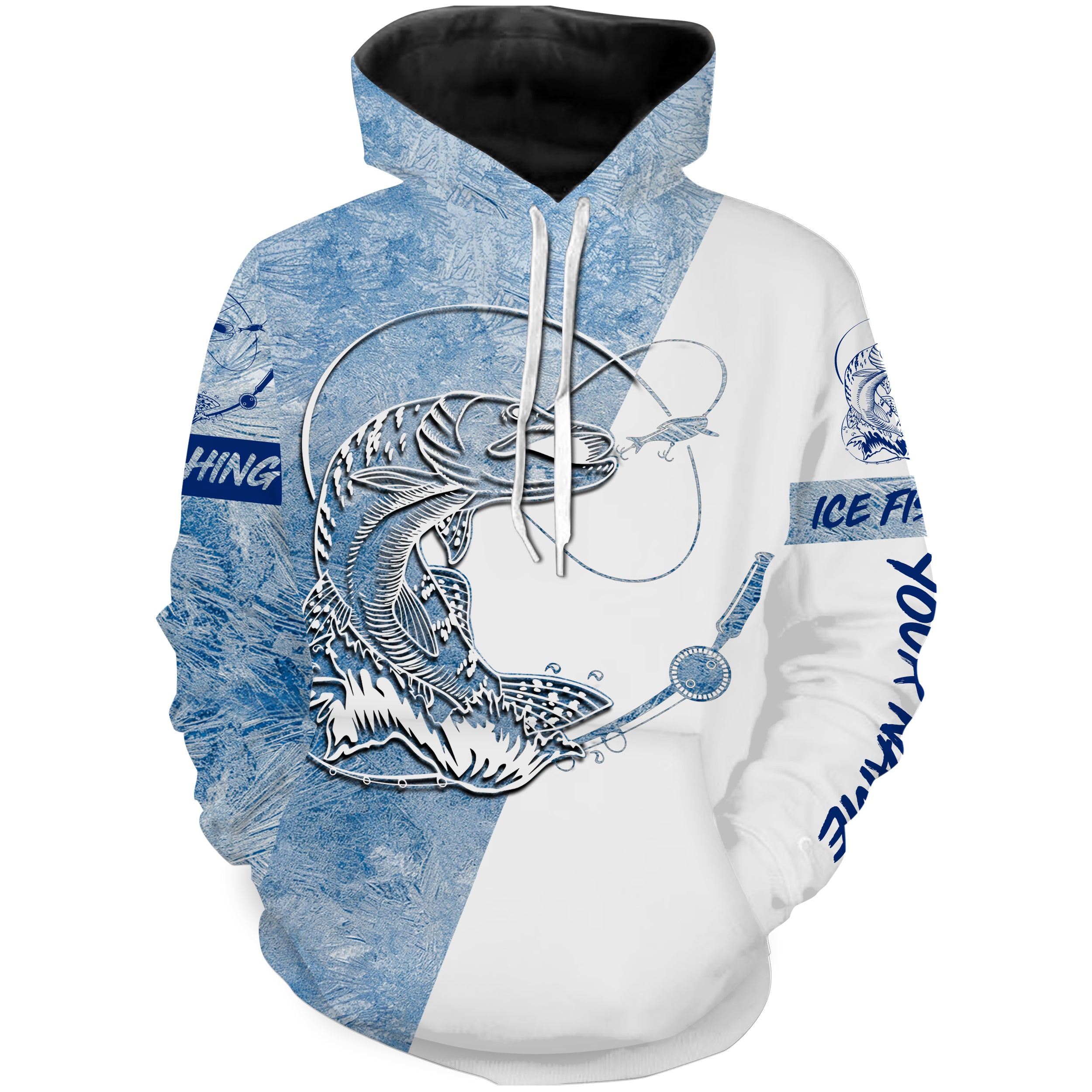 Northern Pike Ice Fishing Winter Fishing Custom Name All Over Printed Hoodie SDF78