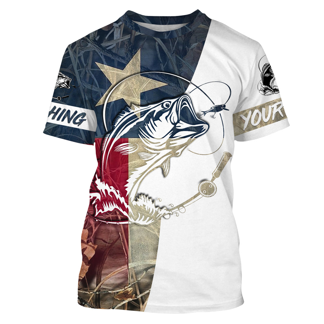 Texas Bass Fishing Texas Flag Camo Custom Name 3D Full Printing Shirt | Tshirt - SDF132
