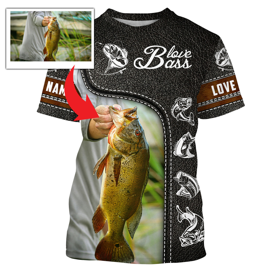 Love Bass Customized name and photo 3D Full printing T-shirt, Personalized Fishing Gifts - SDF94