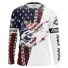 Load image into Gallery viewer, Mens Walleye Fishing American Flag Patriotic 4th of July Performance Long Sleeves Shirt - SDF2
