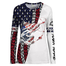 Load image into Gallery viewer, Womens Walleye Fishing American Flag Patriotic 4th of July Performance Long Sleeves Shirt - SDF2
