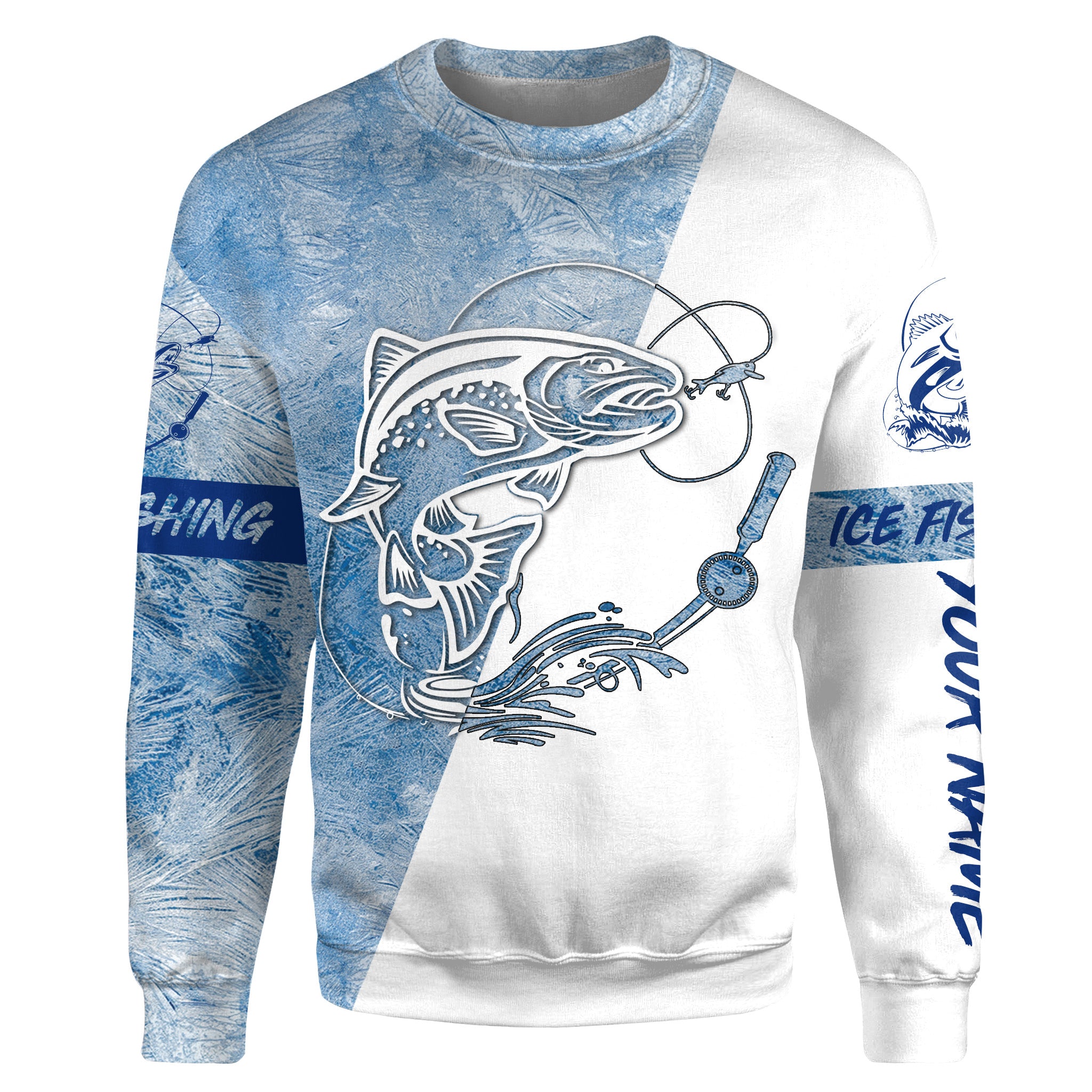 Trout Ice Fishing Winter Fishing Performance Long Sleeve Shirts | Crew Neck Sweatshirt - SDF140