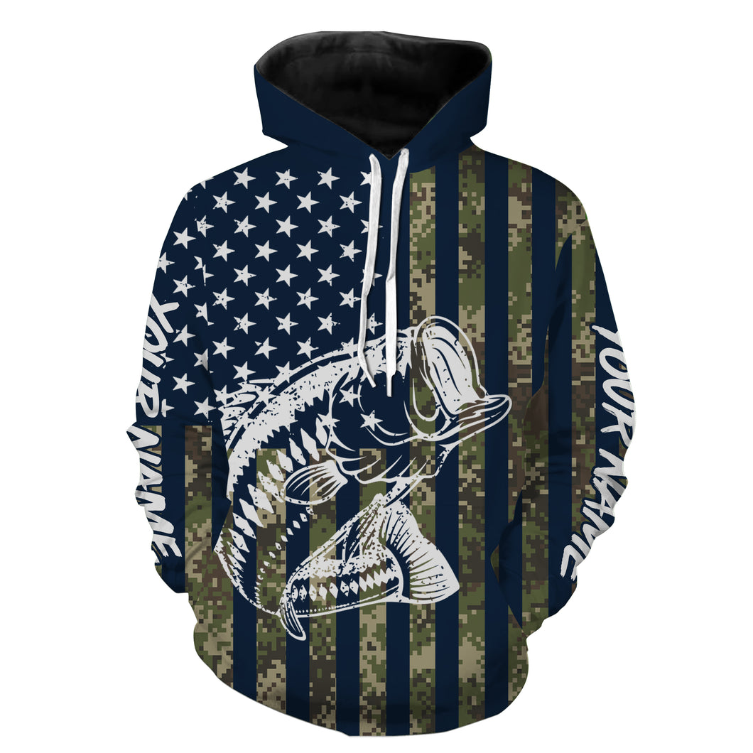 American Flag Camouflage Bass Fishing 3D All over Printed Shirt | Hoodie - SDF111