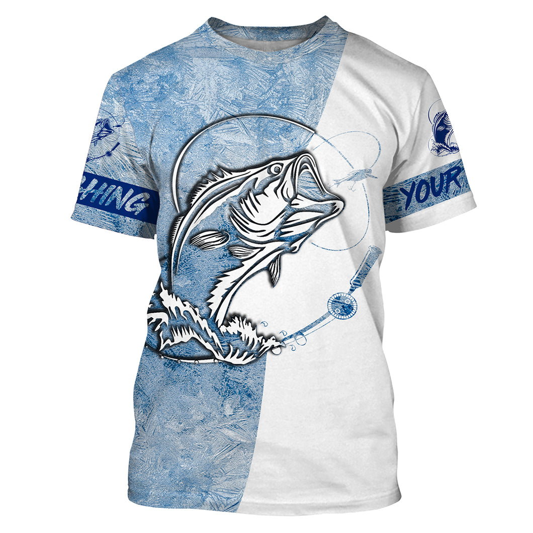 Ice Fishing Largemouth Bass Winter Fishing Custom Name All Over Printed T-shirt SDF75
