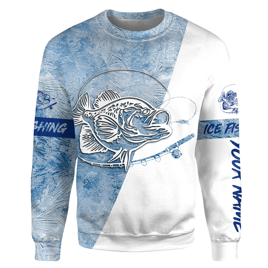 Crappie Ice Fishing Winter Fishing Custom Name All Over Printed Crew Neck Sweatshirt SDF77