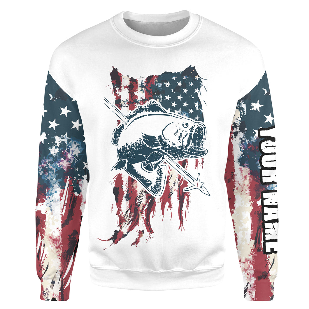Bowfishing American Flag Customize Name 3D All Over printed Crew Neck Sweatshirt for Men, Women - SDF11