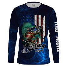 Load image into Gallery viewer, Mens Fishing makes me Happy American Flag Patriotic Largemouth Bass Fishing Long Sleeves - Personalized Gift SDF4
