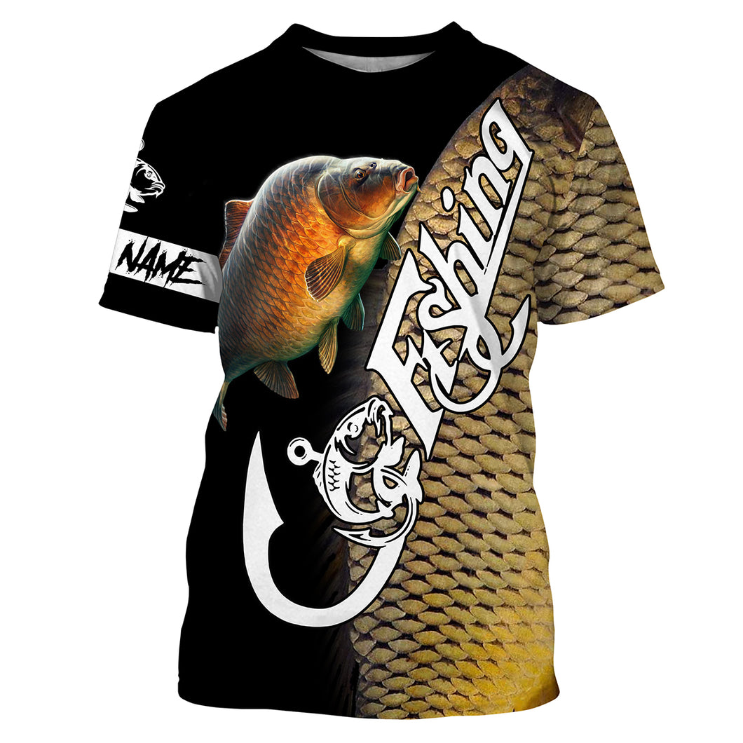 Carp Fishing Customized Name Fishing Shirts, Carp Fisherman Fishing Gift for Dad | T-shirt - SDF95