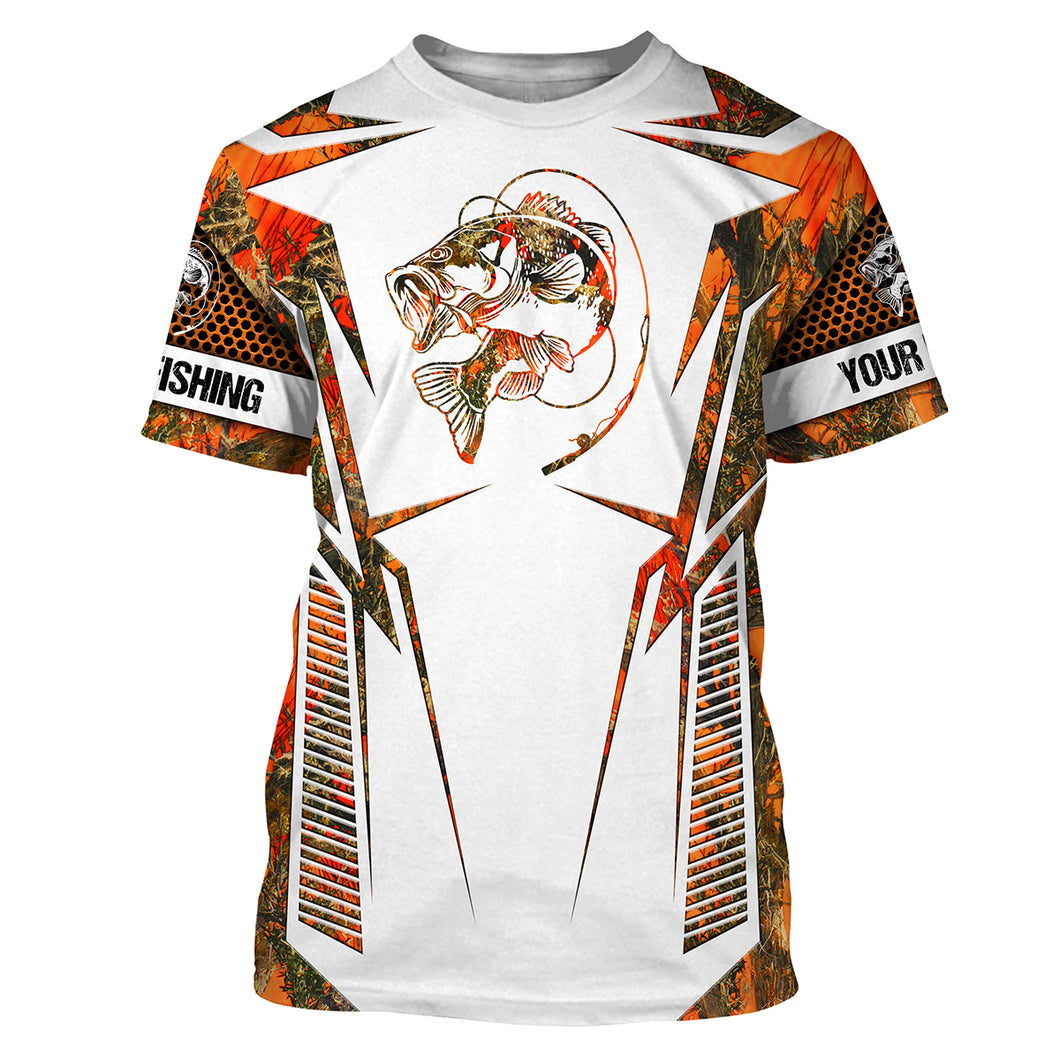 Personalized Bass Fishing Orange Camo Fishing Shirt, Bass Fishing T-shirt, Fishing Gifts - SDF109