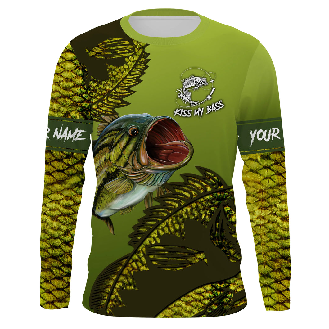 Mens Largemouth Bass Fishing UV Protection Quick-dry Long Sleeves Shirt - SDF5