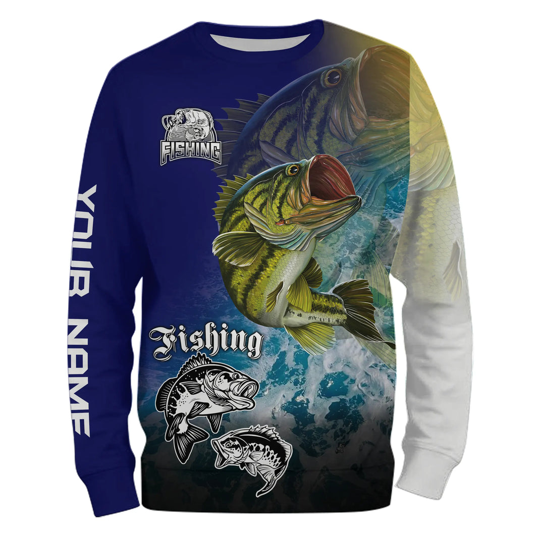 Beautiful Largemouth Bass Fishing Clothing, Bass Fish Custom Name All Over Printed Crew Neck Sweatshirt SDF57