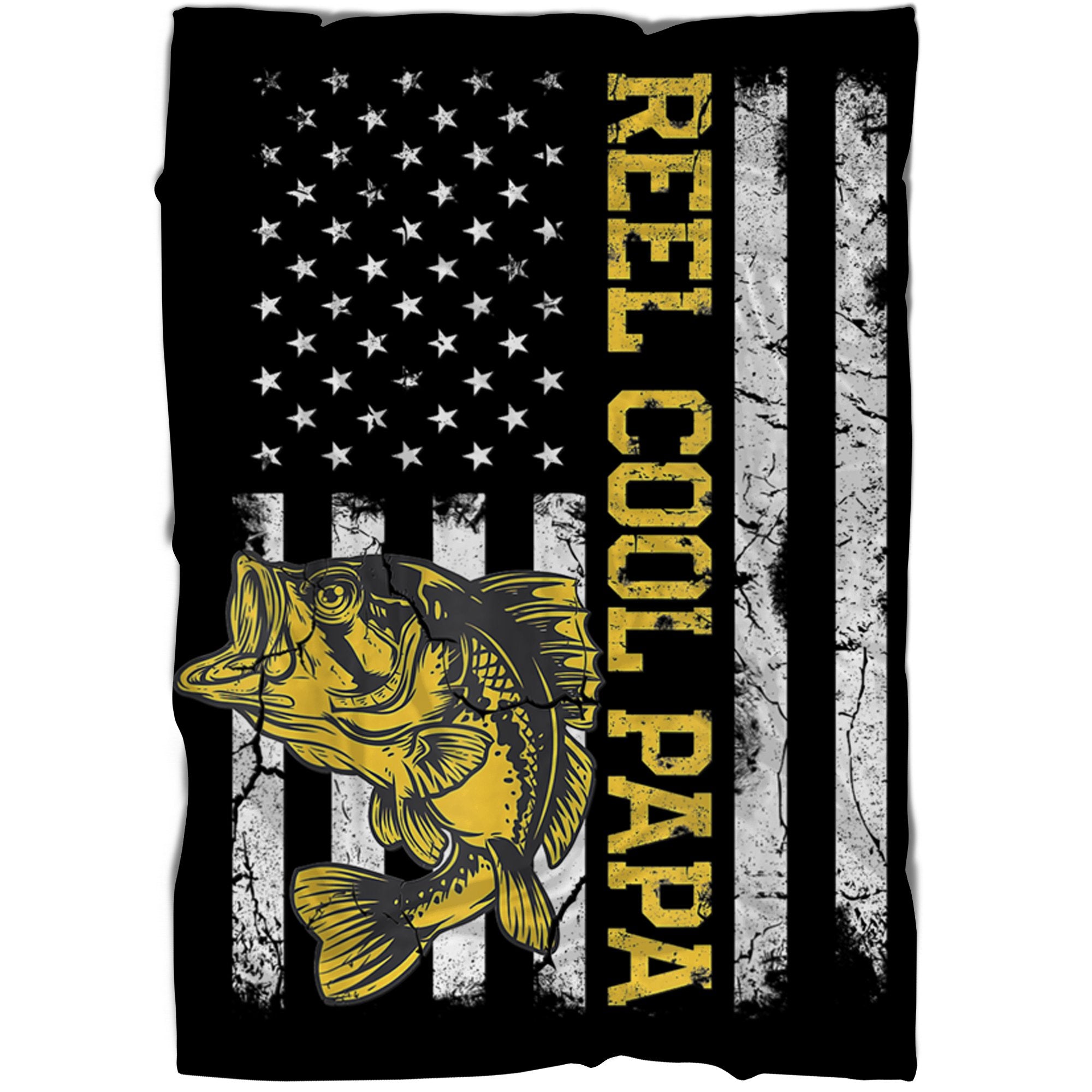 Fishing reel cool papa American flag Bass fishing Fleece blanket Father's day gifts - FSD1240