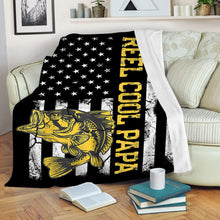 Load image into Gallery viewer, Fishing reel cool papa American flag Bass fishing Fleece blanket Father&#39;s day gifts - FSD1240
