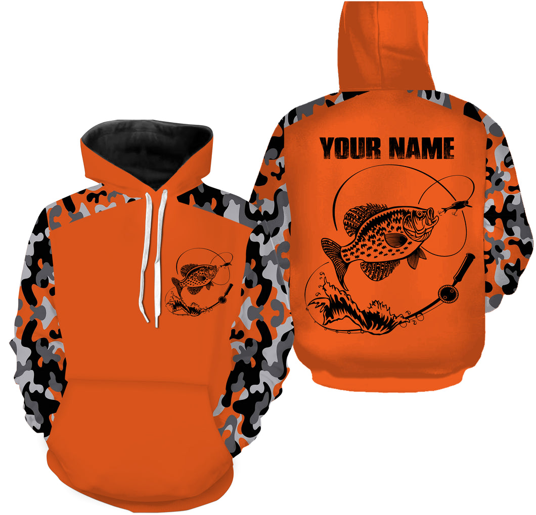 Personalized Crappie Fishing Camouflage Orange Performance Fishing Shirt All Over Printed Hoodie SDF43