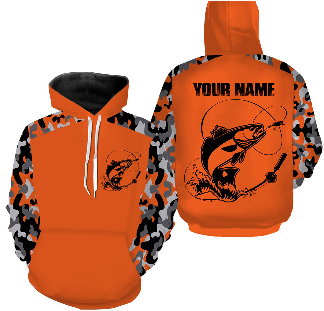 Personalized Redfish (Red Drum) Fishing Camouflage Orange Performance Fishing Shirt All Over Printed Hoodie SDF44