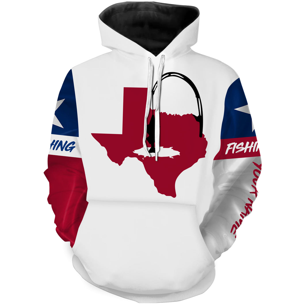 TX Texas Flag Ice Fishing Custom Name Hoodie, Personalized Fishing Gifts - SDF117
