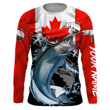 Load image into Gallery viewer, King Salmon Fishing Canada flag Custom UV Long Sleeve Performance Shirts TTS0223
