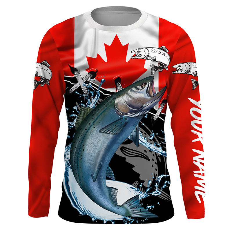 King Salmon Fishing Canada flag Custom UV Long Sleeve Performance Shirts TTS0223