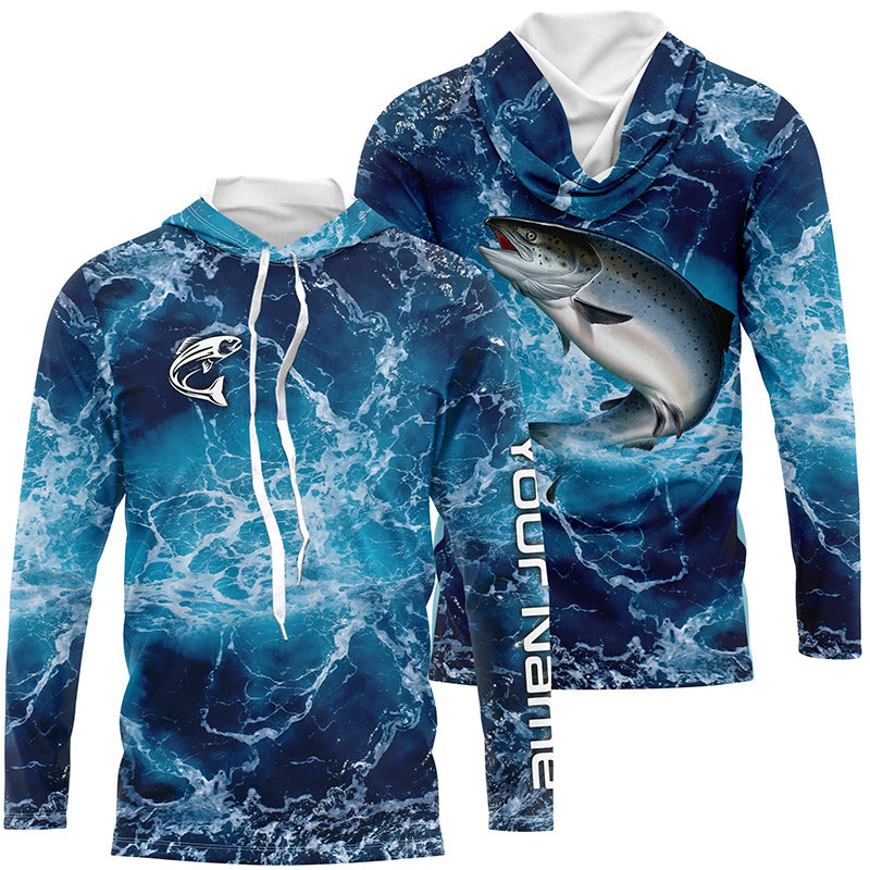 Chinook Salmon Fishing Sea Water Customize Name Fishing Shirts, Long Sleeve Fishing Shirts TTS0421