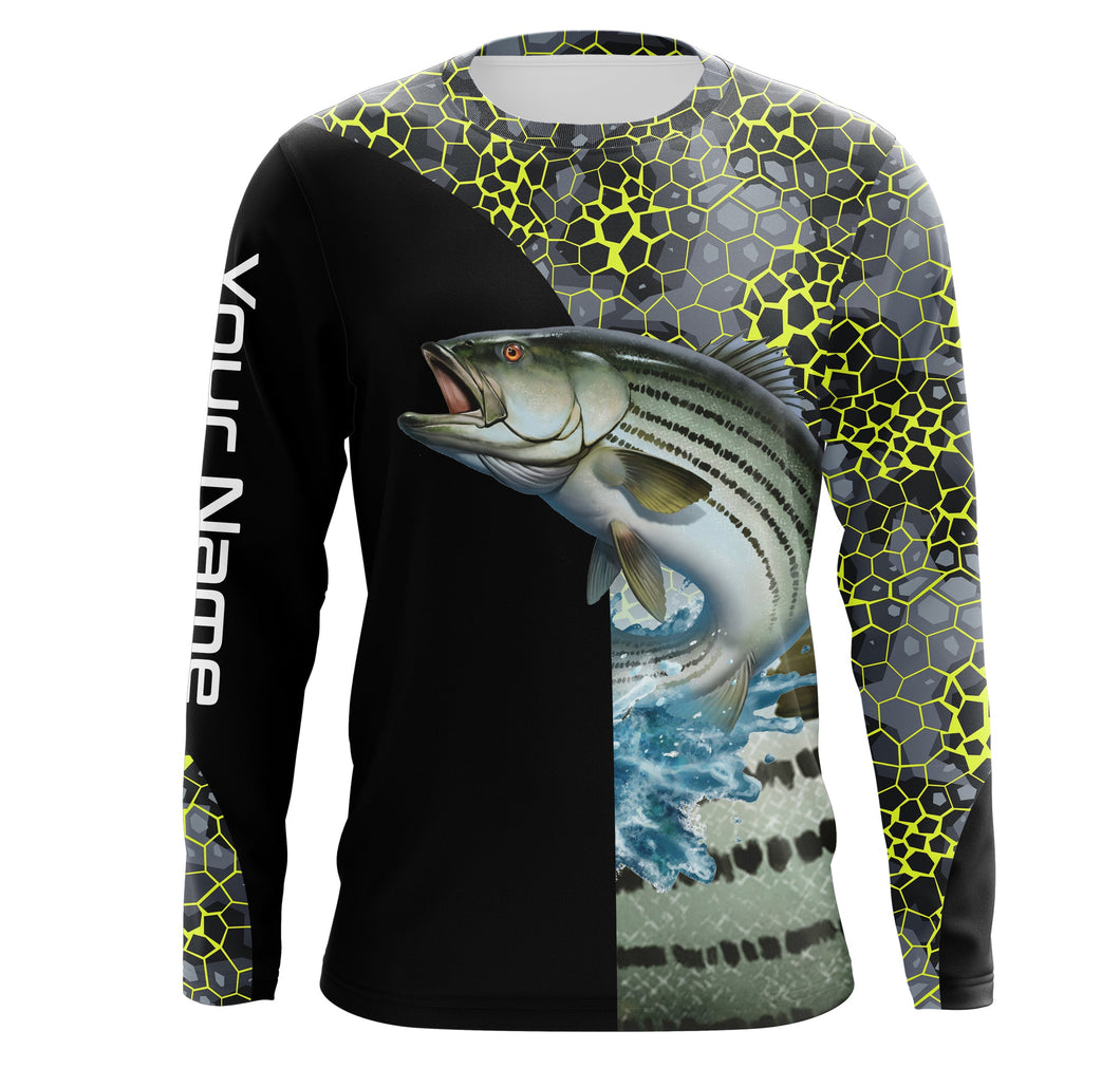 Striped Bass Long Sleeve Fishing Shirt for Men, tournament Fishing Shirts TTS0077