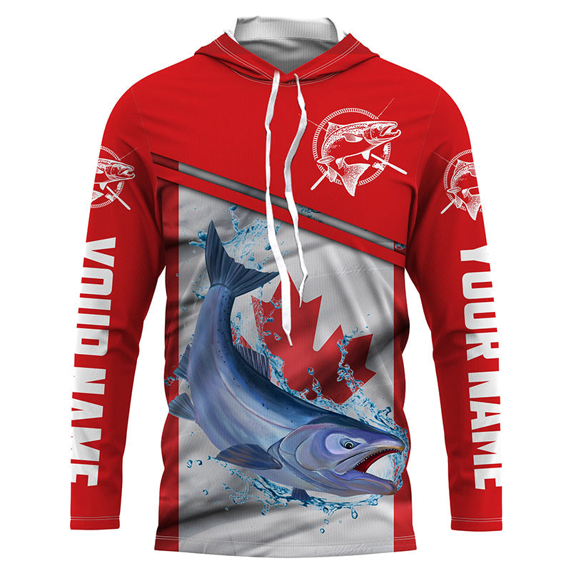 Chinook Salmon Fishing Canada Flag Custom Name All Over Printed UV Protection Shirts TTS0677