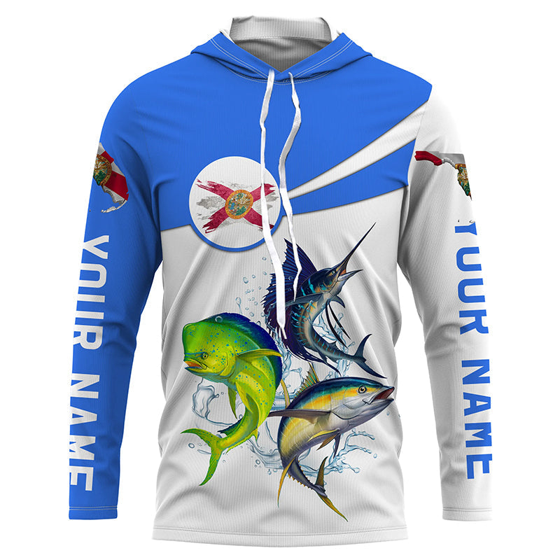 Florida Mahi Mahi, Sailfish, Tuna Fishing Long Sleeve Performance Fishing Shirt TTS0679