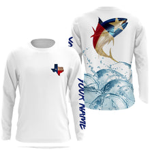 Load image into Gallery viewer, Personalized Tuna Fishing Texas Flag  jerseys, Fishing Long Sleeve Fishing tournament shirts  TTS0096
