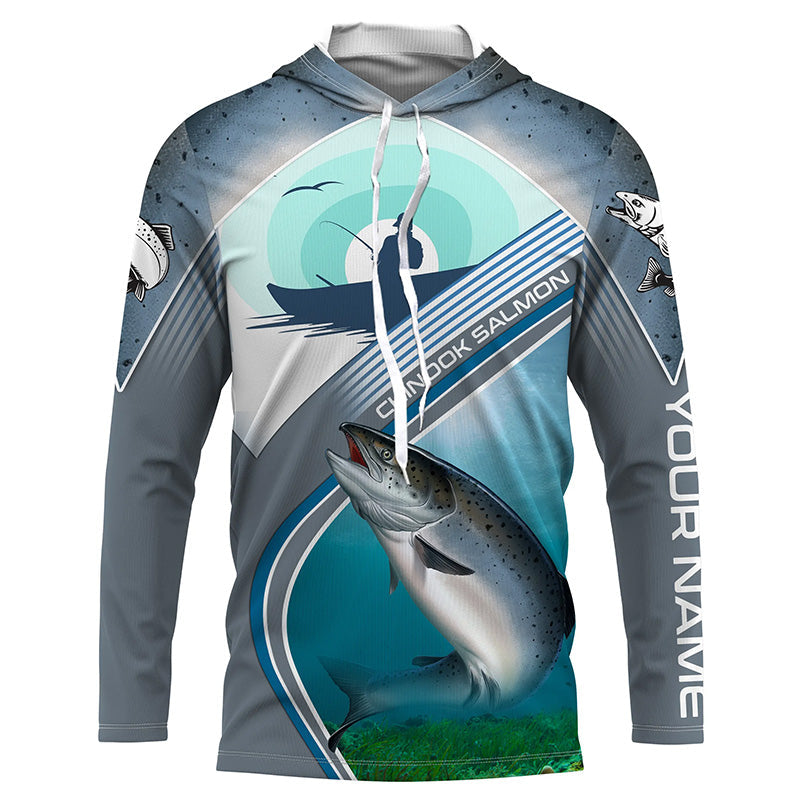 Chinook Salmon Fishing Custom Name Sun Protection Long Sleeve Fishing Shirts TTS0562