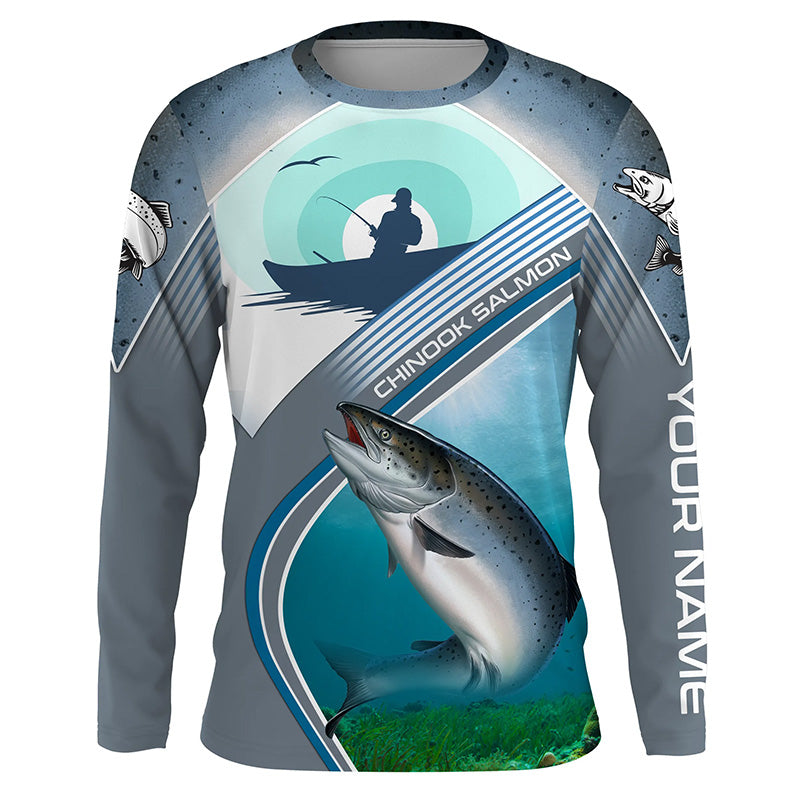 Chinook Salmon Fishing Custom Name Sun Protection Long Sleeve Fishing Shirts TTS0562