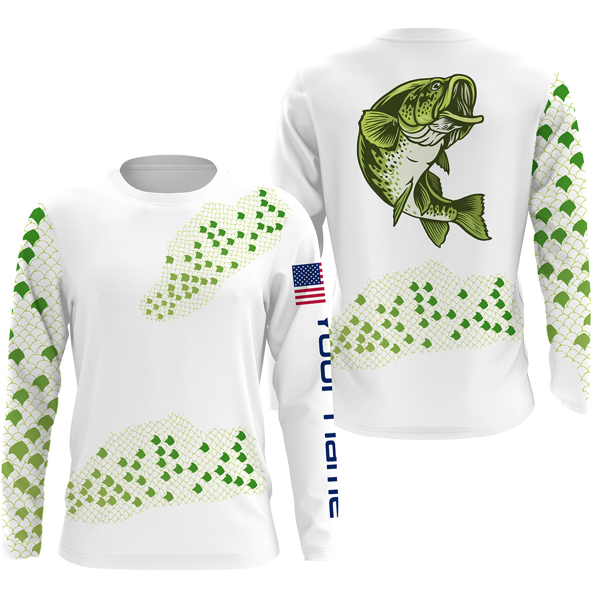 Performance Long Sleeve Largemouth Bass Fishing Shirt UPF30+ Sun Protection TTS0015