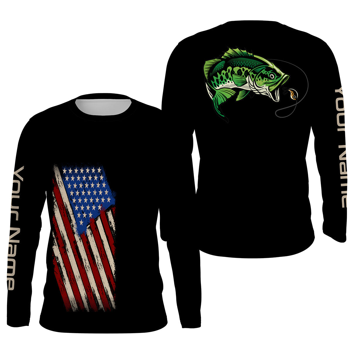 Bass Fishing Custom Long Sleeve Fishing Shirts, personalized performance Fishing Shirts TTS0018