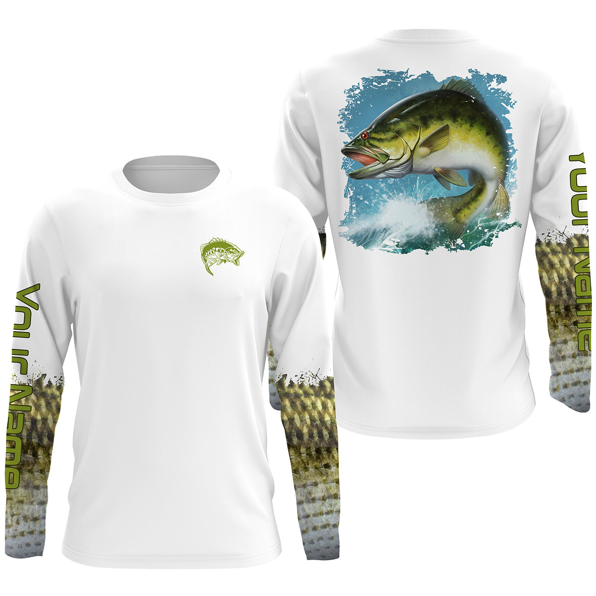 Performance Largemouth Bass Fishing Shirt UPF 30+ Protection, Fishing jerseys TTS0021