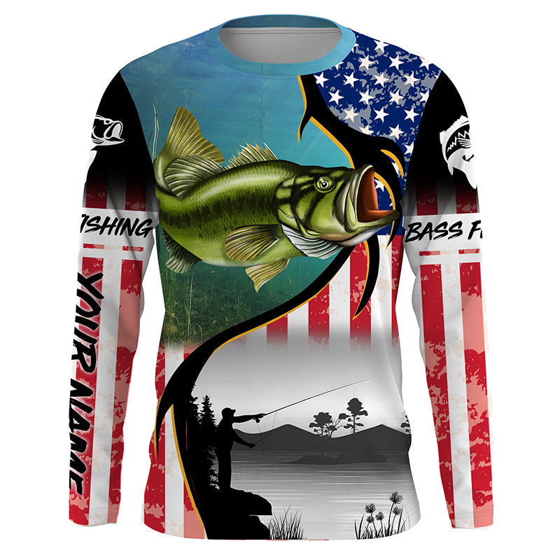 Personalized Largemouth Bass Fishing American Flag jerseys, Fishing to