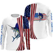 Load image into Gallery viewer, Sailfish Saltwater Fishing American Flag Custom Long Sleeve Fishing Shirts TTS0036
