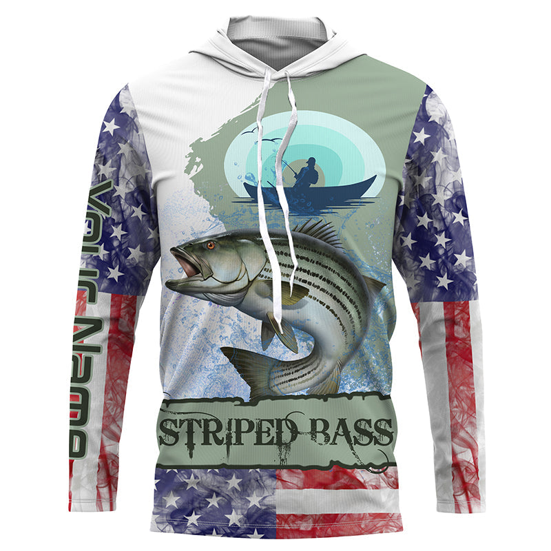 Striped Bass Fishing American flag performance fishing shirt UV protection fishing shirts TTS0195