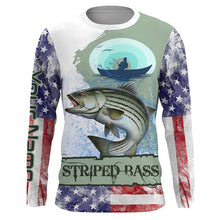 Load image into Gallery viewer, Striped Bass Fishing American flag performance fishing shirt UV protection fishing shirts TTS0195
