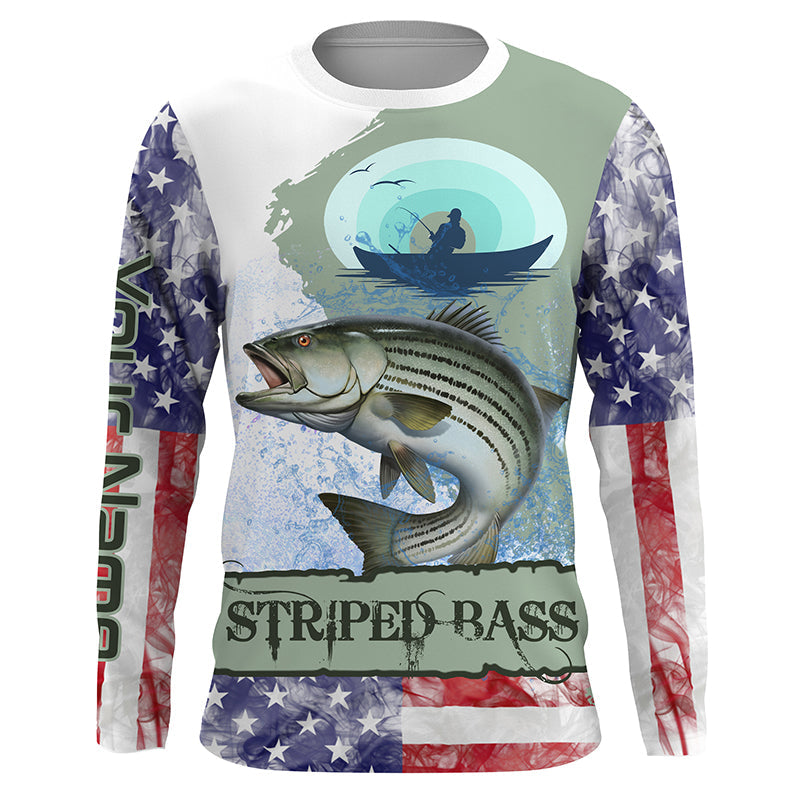 Striped Bass Fishing American flag performance fishing shirt UV protection fishing shirts TTS0195