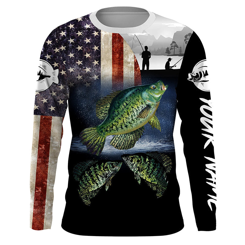 Crappie Fishing Custom Name American Flag 3D All Over Printed Shirt, Hoodie TTS0607