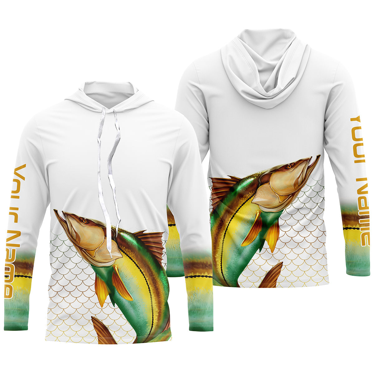 UPF 30+ Long Sleeve Performance Snook Fishing Shirt - UV Sun Protection TTS0046